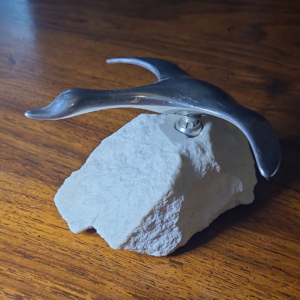 Silver Hoselton Geese Sculpture on Stone Base